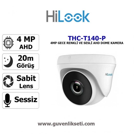 iç mekan için Hilook 4MP AHD dome kamera 20 metre gece görüşlü model